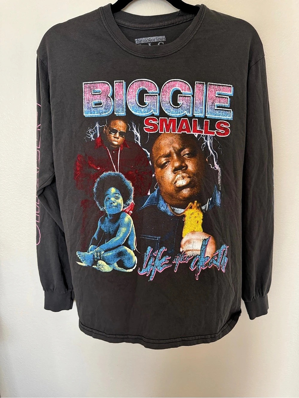The Notorious B.I.G. Biggie Smalls Graphic Long Sleeve Tee Size Small